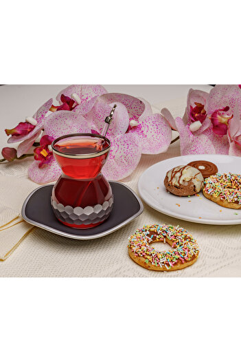 DECOSTYLE Paşabahçe 12 Parça El İşçiliği Petek Dekor Kesme Sanatı Çay Takımı Seti