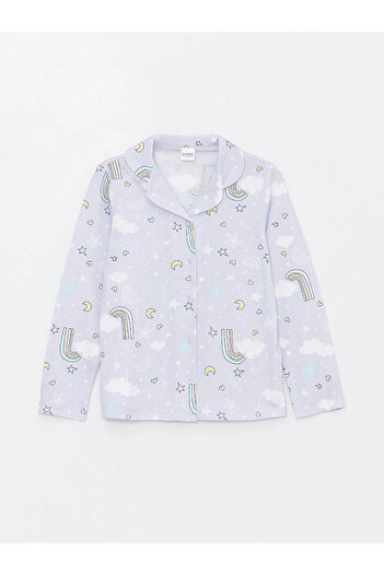 LC Waikiki LCW Kids Gömlek Yaka Desenli Uzun Kollu Kız Çocuk Pijama Takımı
