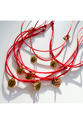 CHARMLUCKY Minimal letter red luck necklace