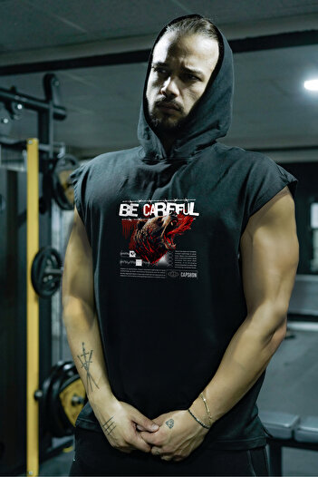 Oxlade Fitness Athlete Tanktop χωρίς κουκούλα με στάμπα Be Careful! ®