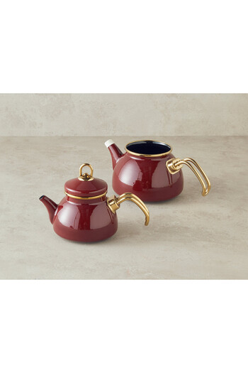 English Home Copenhagen Enameled Teapot Claret Red