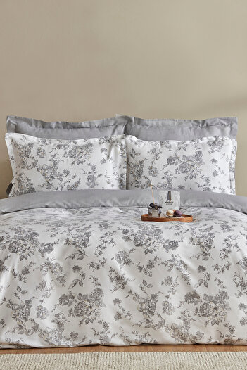 Karaca Home Cara Cotton Satin Double Duvet Cover Set Gray