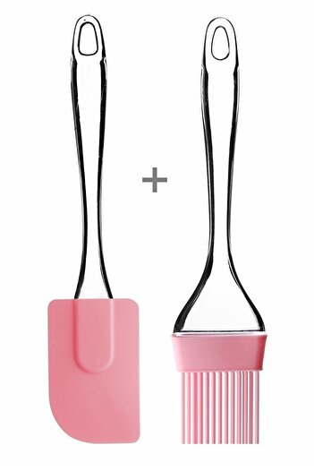 Trouvaille Pink Silicone Egg and Dough Brush and Spatula with Drop Pattern