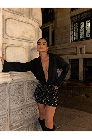 luvita co Luvita Sequined Design Skirt