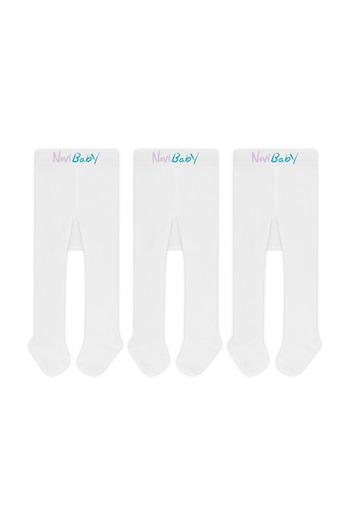 Novibaby 3 Pack Baby Cotton Pantyhose, Children's Newborn Cotton Girls Boys School Socks, White Ecru Pink