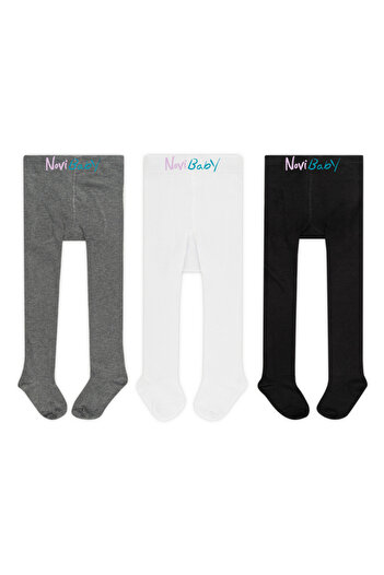 Novibaby 3 Pack Baby Cotton Pantyhose, Children's Newborn Cotton Girls Boys School Socks, White Ecru Pink Vs