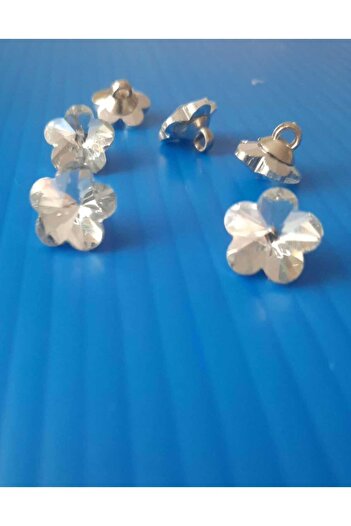 İMREN AKSESUAR Flower Glass Button White 1 Cm 1 Pack 5 Pieces