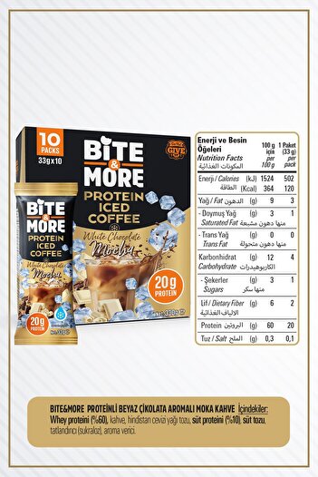 bite & more Bite & More Protein Iced Coffee White Chocolate Mocha ( Proteinli Kahve ) 33 gram x 10 Adet