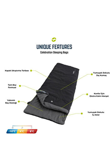Outwell Celebration Lux Black -10 Ultra Comfortable Sleeping Bag