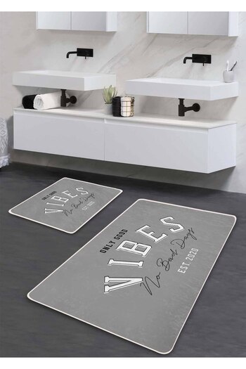 Pilloveland Non-Slip Base Washable 2-Piece Bath Mat - Good Vibes 60*100 cm - 50*60 cm