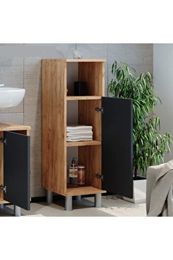 Egecan Mobilya Tek Kapaklı 3 Raflı Çok Amaçlı Banyo Dolabı Mutfak Dolabı Havlu Dolabı Erzak Dolabı