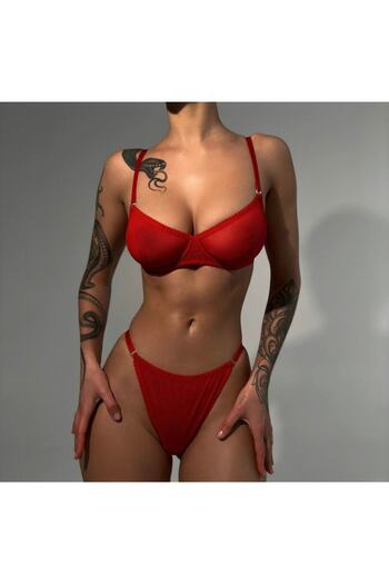 EDLİNGERİE Red Viviane Red Tulle Bralet Set