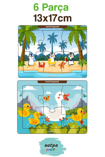kutuTR Çocuklar Için Eğitici Ve Öğretici Ahşap 6 Parça 13x17 Renkli Puzzle 6'lı Set-606