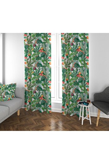 milroma Custom Design Digital Print Colorful Cactuses Background Curtain 781