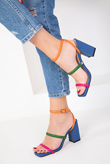 SOHO Blue-Multi Women's Classic Heeled Shoes 17801