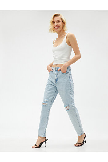 Koton Džíny s vysokým pasem Mírně hubená noha - Mom Jeans