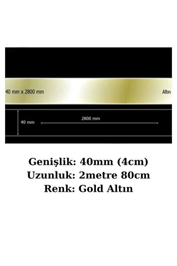 ARON BG (4 CM) Dekoratif Yapışkanlı (GOLD) Aynalı Pleksi Şerit Mobilya Dolap Süsü Altın - 40mm X 2800mm