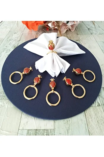 CAŞ DEKORASYON 6 Pieces Pomegranate Detailed Napkin Ring Napkin Ring