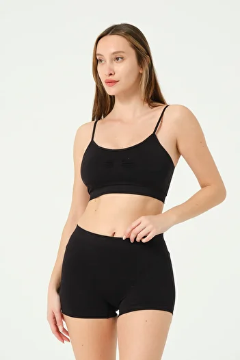 FOREVER MORE 2-Piece Women's Seamless Basic Boxer & Seamless Thin Strap Flexible Bustier Set
