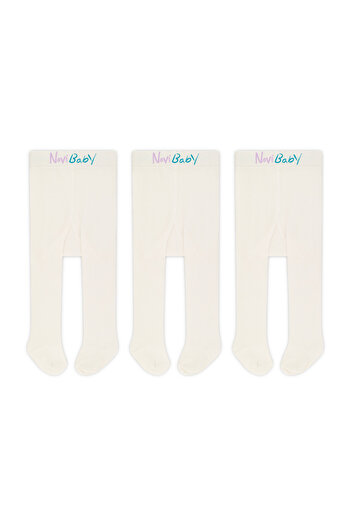 Novibaby 3 Pack Baby Cotton Pantyhose, Children's Newborn Cotton Girls Boys School Socks, White Ecru Pink