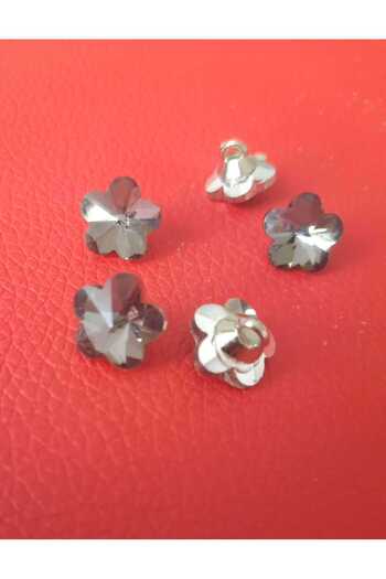 İMREN AKSESUAR Flower Glass Button Black 1 Cm 1 Pack 5 Pieces