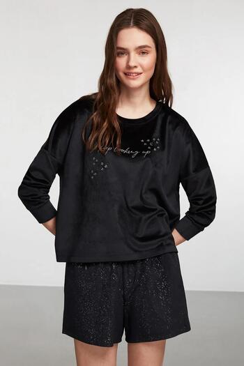 Penyemood Combed Cotton Mood Combed Mood Shorts Set Black 9147Sortk