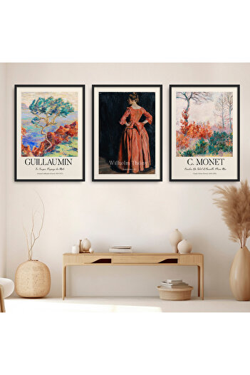 HOMEPACK 3 Parça Çerçeveli Tablo Seti Claude Monet Poster Tablo HPN203