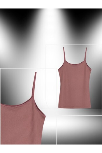 ŞahTan Thin Strap Cotton Corded Women's Tank Top