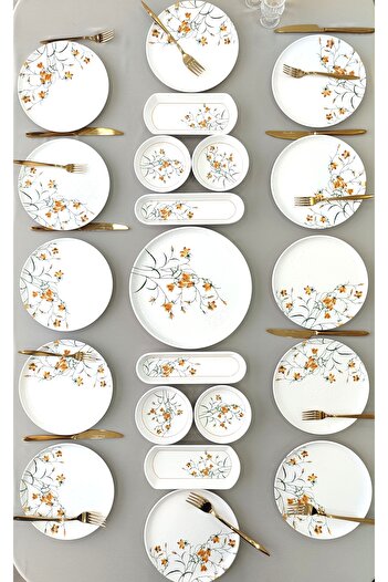 Yiğit Seramik Züccaciye Çiğdem Model 12 Person 21 Piece Breakfast Set Breakfast Set[ Yellow 12]