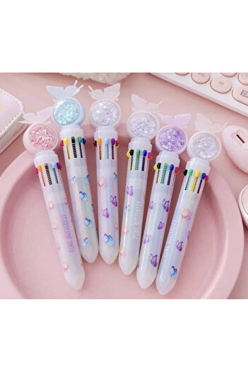 Mikro 10 colors sequin butterfly ballpoint fineliner pen