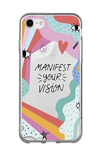 mooodcase iPhone Compatible 7 Manifest Your Vision Premium Transparent Silicone Case White Printed