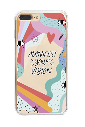 mooodcase iPhone 7 Plus Compatible Manifest Your Vision Premium Transparent Silicone Case White Printed
