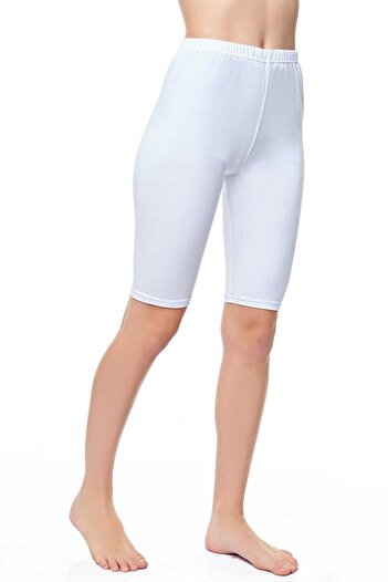 Tutku Women's White 2 Pack Lycra Cotton Above Knee Tights