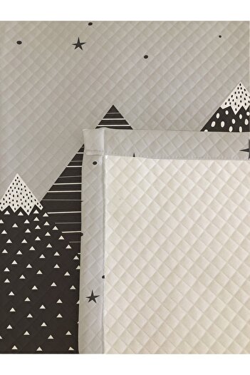 Evmila Dağ Ve Ayı Desenli Bebek Ve Çocuk Baskılı Tek Kişilik Pike Takımı 160 X 220 Cm Gri