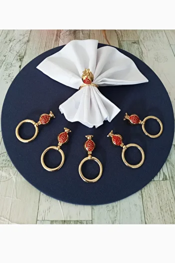 CAŞ DEKORASYON 6 Pieces Pomegranate Detailed Napkin Ring Napkin Ring