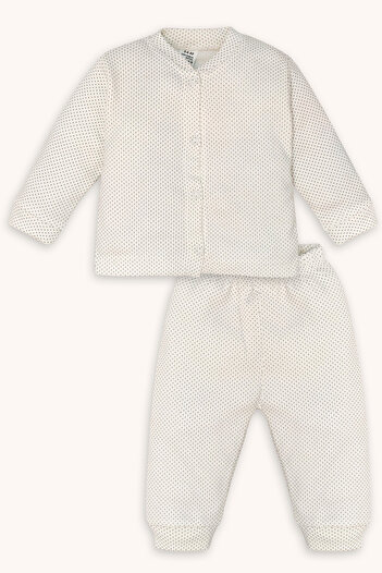 bebizu Polka Dot Patterned Front Snap Pajama Set