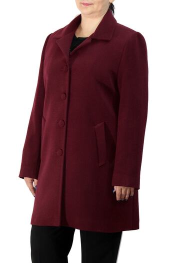 Fagi Women's Claret Red Large Size Classic Collar Coat