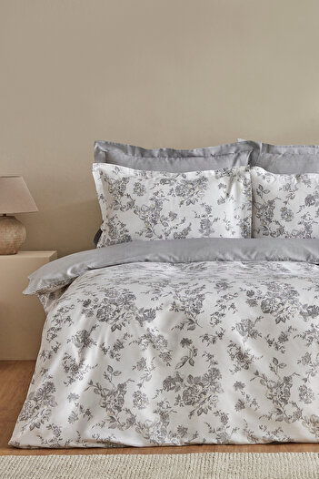 Karaca Home Cara Cotton Satin Double Duvet Cover Set Gray