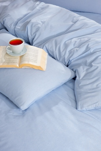 Valezium BLUE SINGLE DUVET COVER SET ELASTIC SHEET AND 1 PILLOW CASE