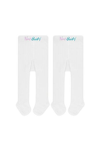 Novibaby 2 Pack Baby Cotton Pantyhose, Children's Newborn Cotton Girls Boys School Socks, White Ecru Pink