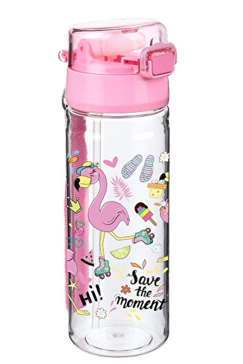 Relaxion 500ml Shockproof Water Bottle with Straw Flask BPA Free RLX435-Flamingo