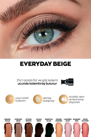 AVON Power Stay Shadow Stick - Everyday Beige 2-Piece + Lovider Pocket Mirror