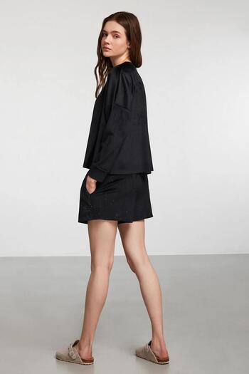 Penyemood Combed Cotton Mood Combed Mood Shorts Set Black 9147Sortk