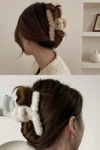PREGIO Women's Xl 5-Piece Large Size Plush Furry Elegant Winter Peg Plush Buckle