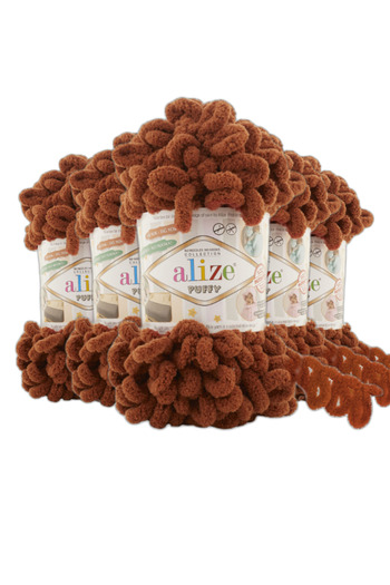 Alize 597 Cinnamon Puffy Hand Knitting Threads - 5Pcs