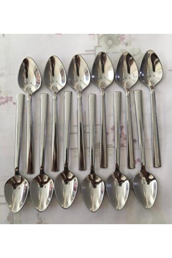Kardelen 12 Pieces Istanbul 18/10/304 Plain Stick Tea Spoons