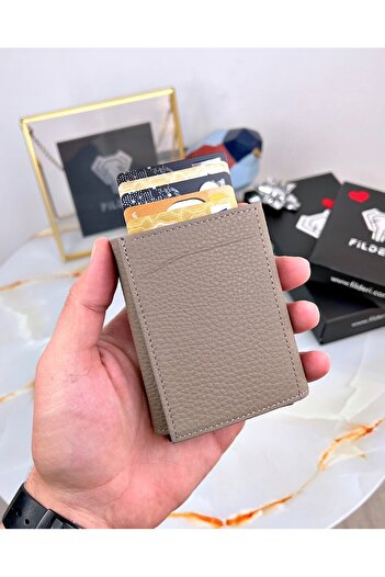 Fil Deri Mechanical Wallet Genuine Leather Automatic Card Holder