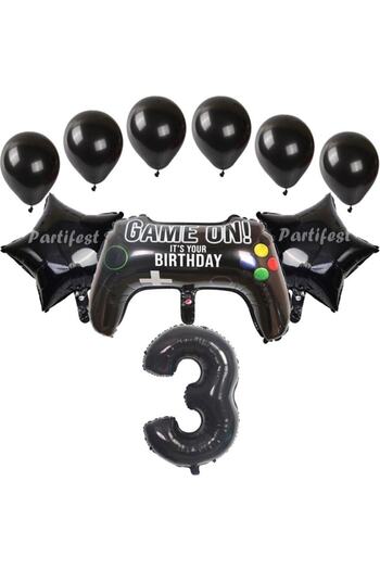 Parti Station Gamer Player Game Console Age Foil Balloon Set Gamer Player Playstation Concept Birthday