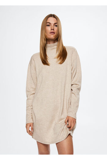 MANGO Woman Μπεζ Γυναικείο Φόρεμα37067106