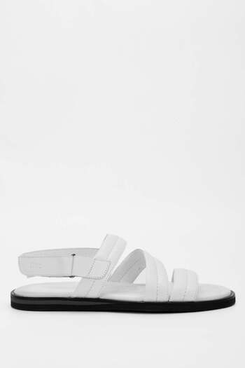 Tamer Tanca Men's Genuine Leather White Flat Sandals